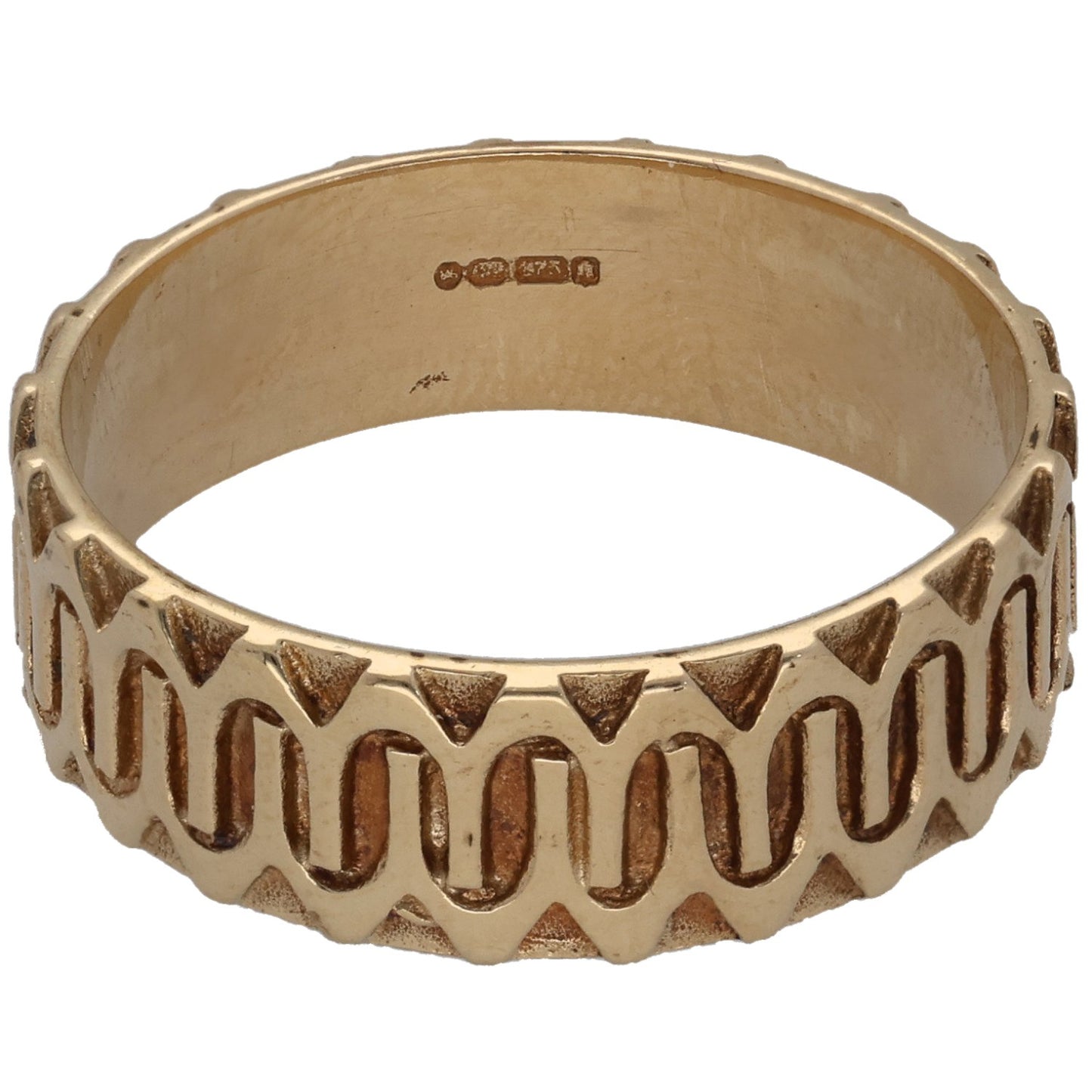 9ct Gold Patterned Wedding Ring Size Q