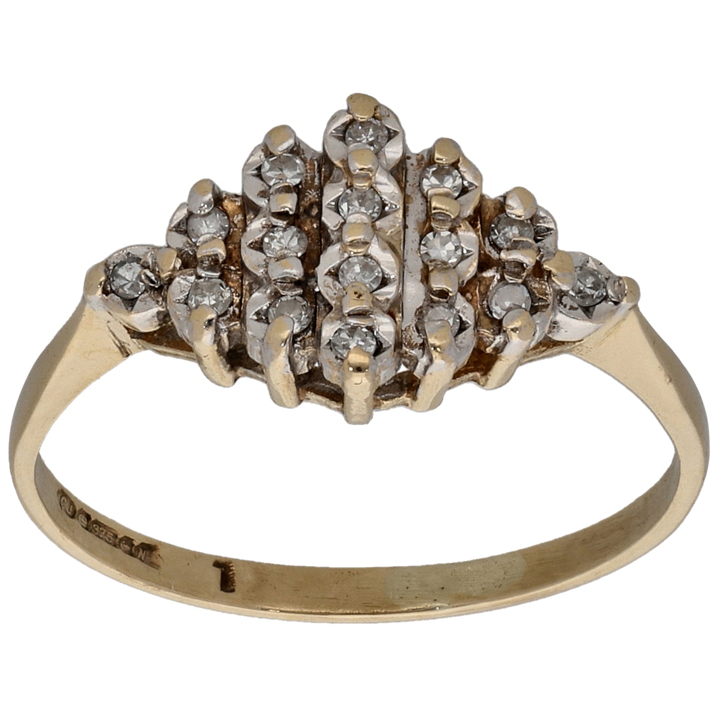 9ct Gold 0.08ct Diamond Cluster Ring Size N