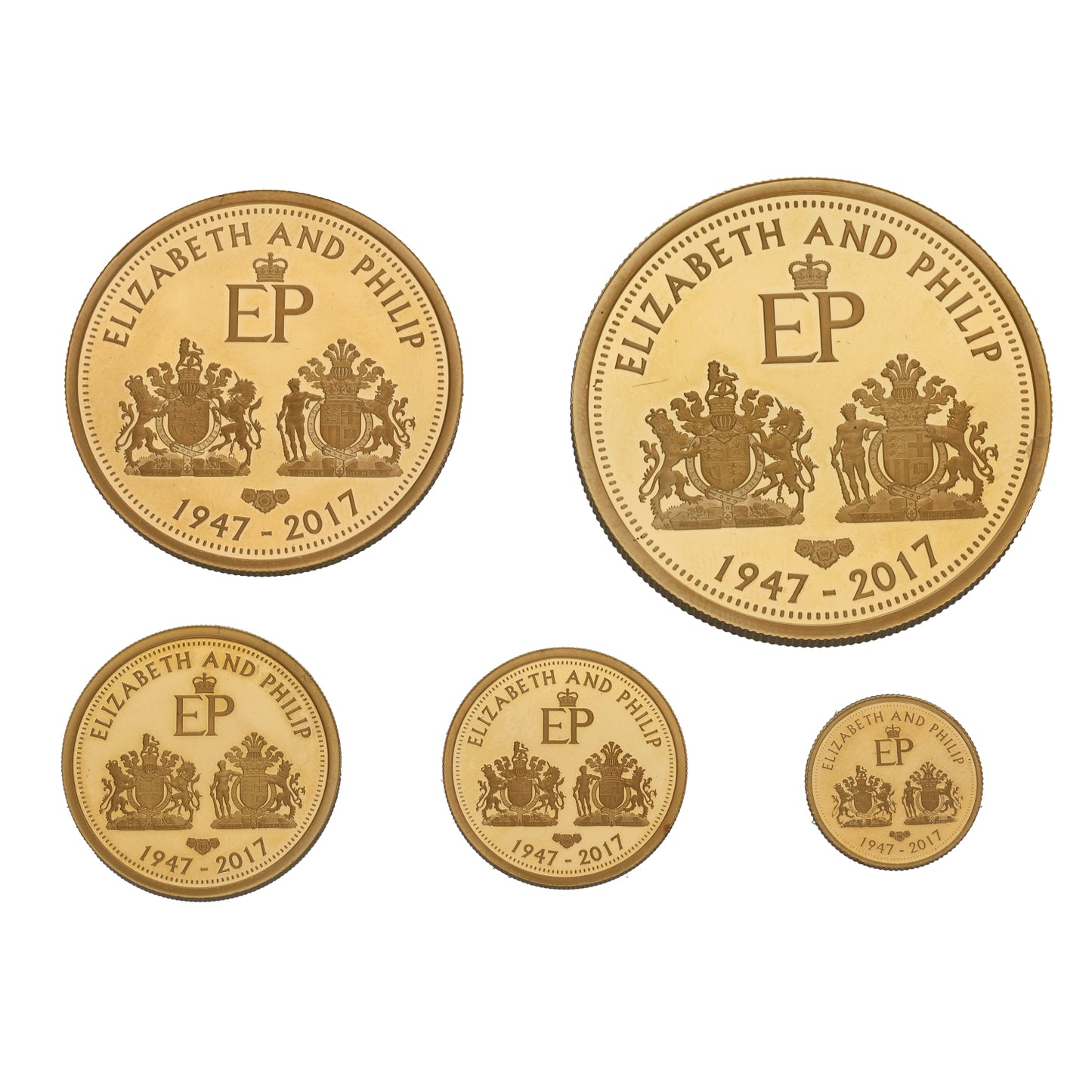 22ct Gold Elizabeth & Phillip 5 Coin Definitive Coin Set 2017