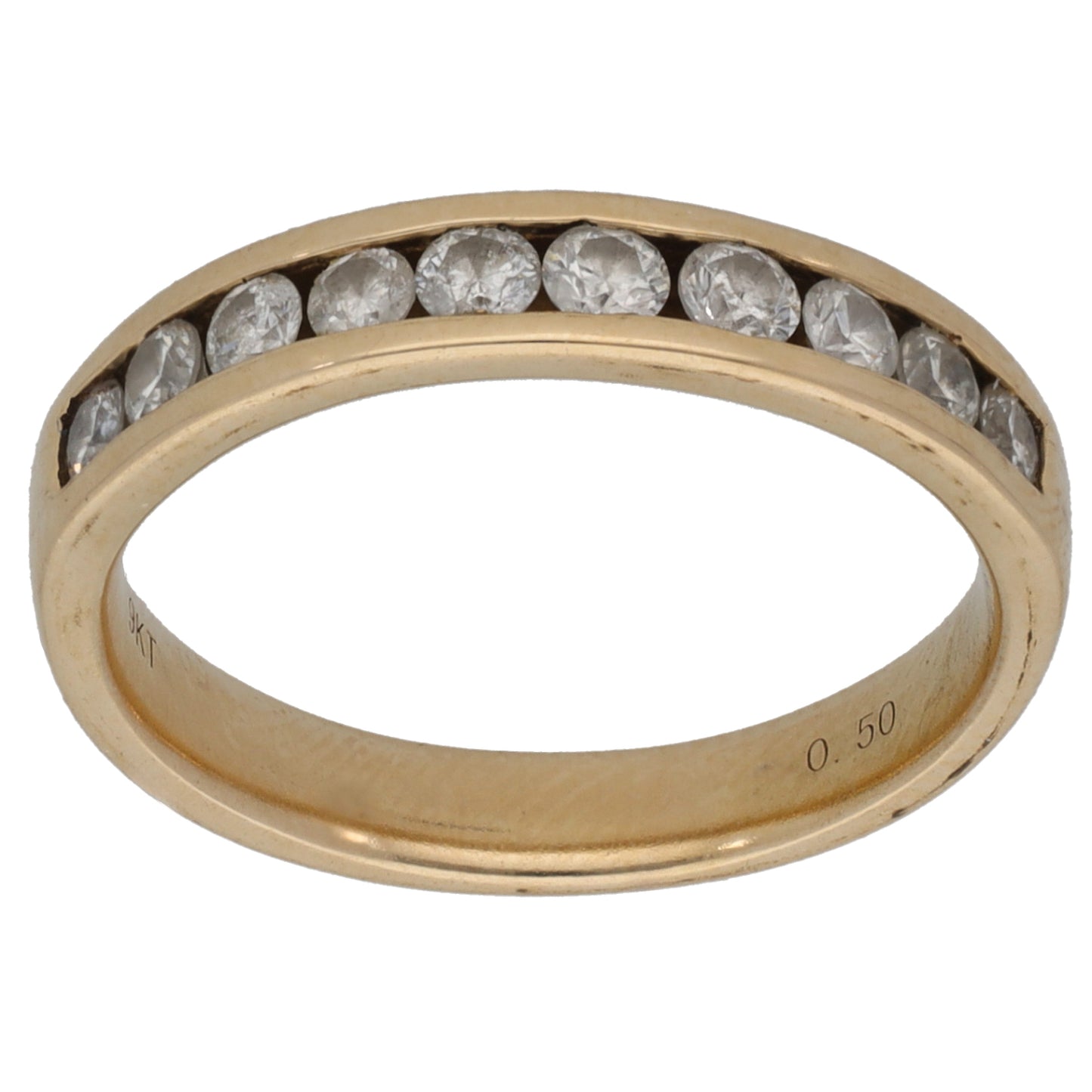 9ct Gold 0.50ct Diamond Half Eternity Ring Size L