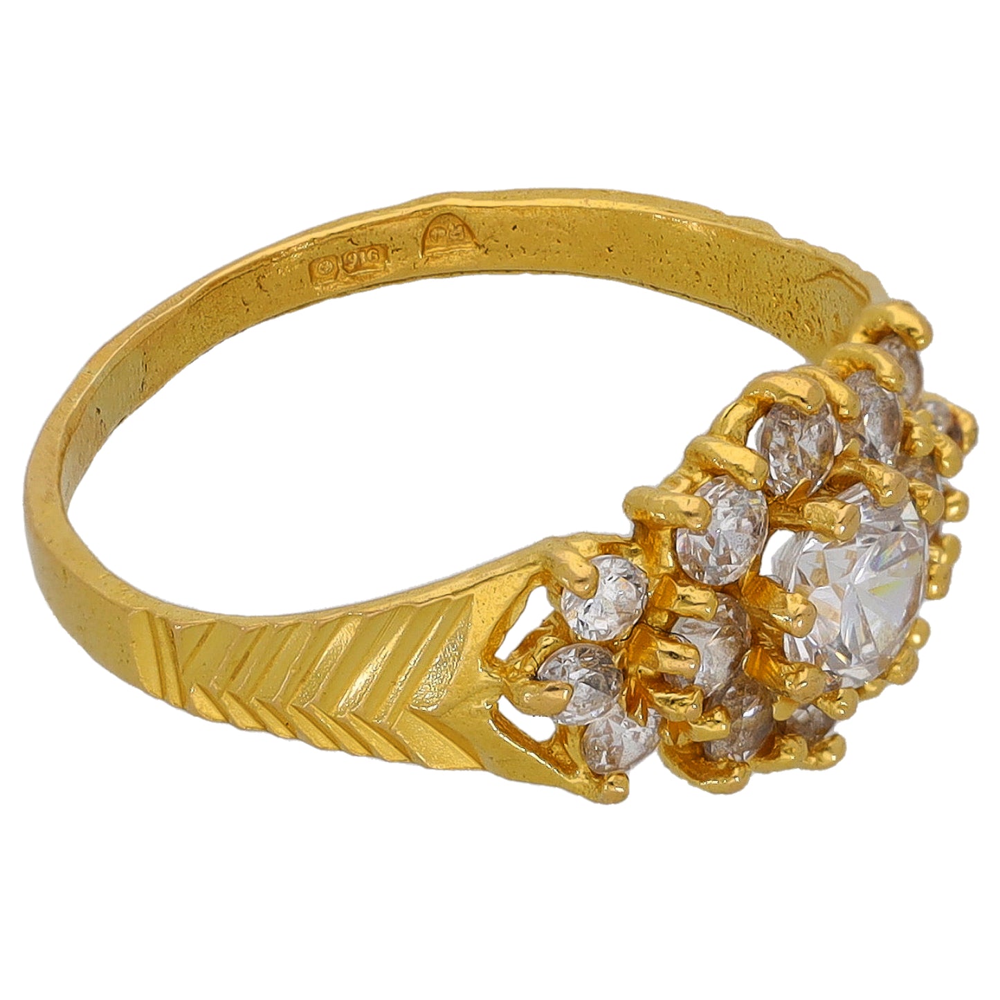 22ct Gold Cubic Zirconia Cluster Ring Size K