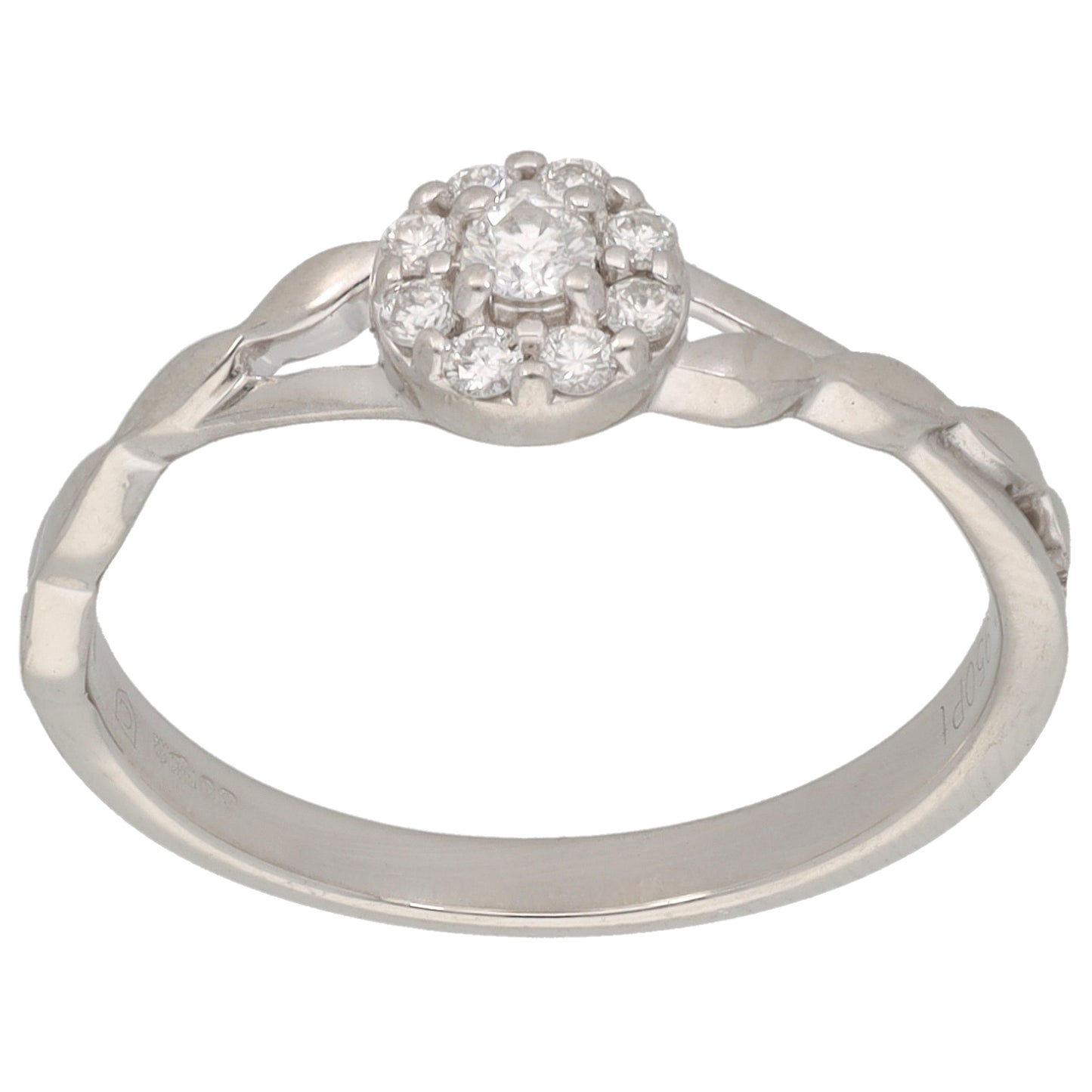 Platinum White Gold 0.13ct Diamond Cluster Ring Size N