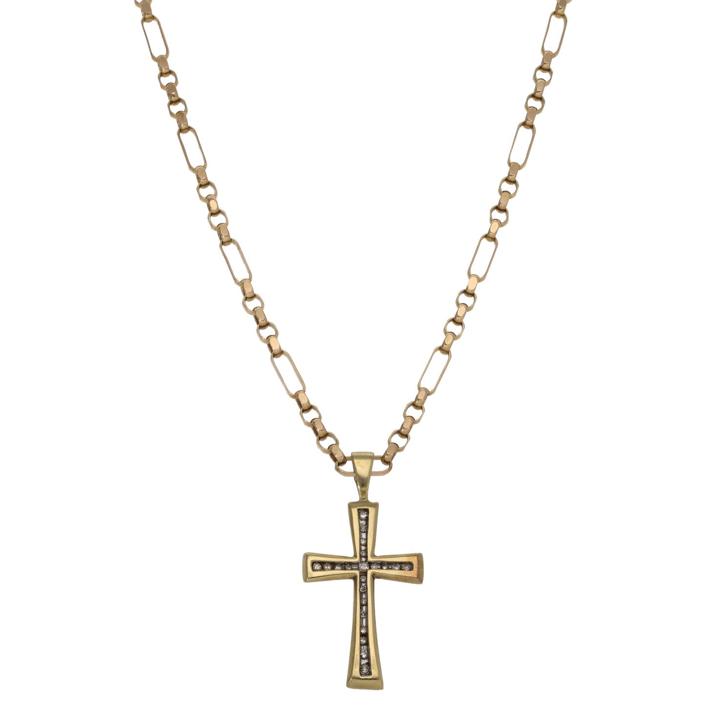 9ct Gold 0.15ct Diamond Cross Pendant With Chain