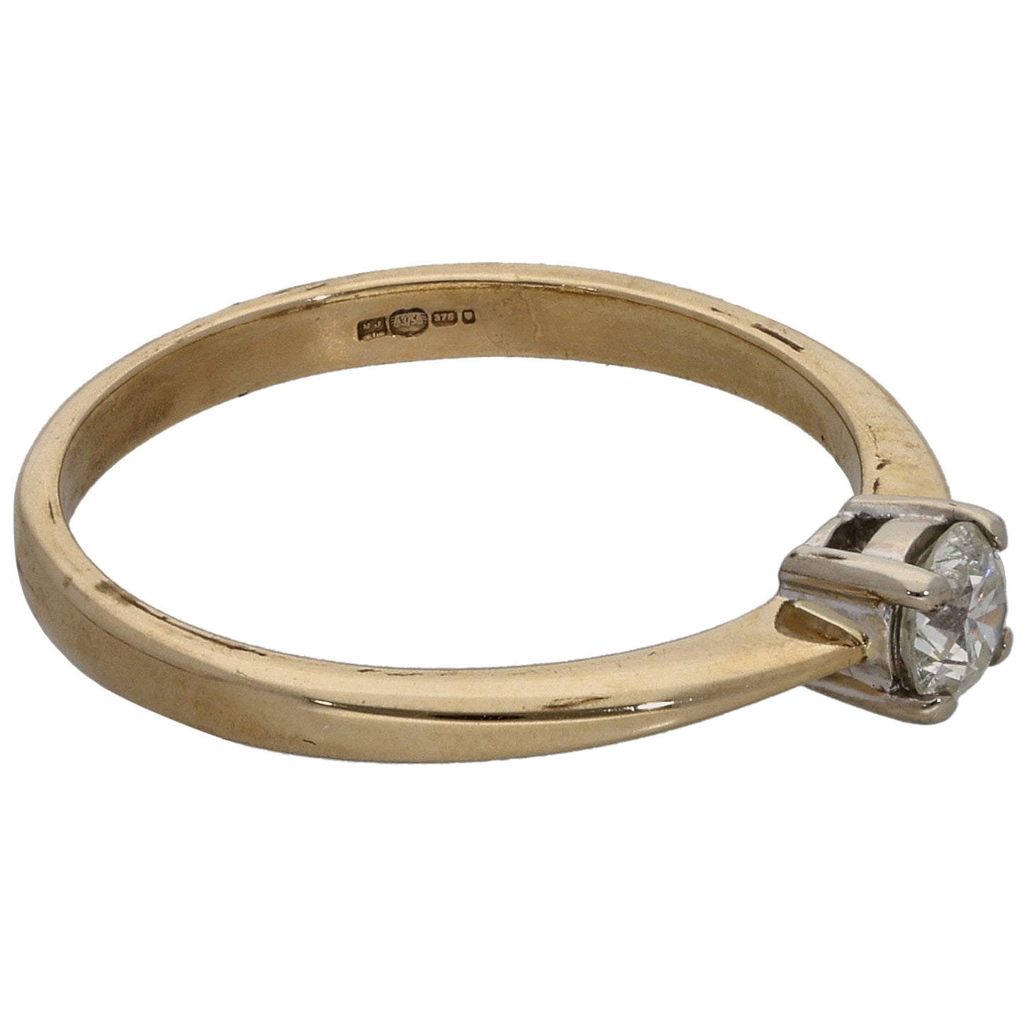 9ct Gold 0.25ct Diamond Solitaire Ring Size N