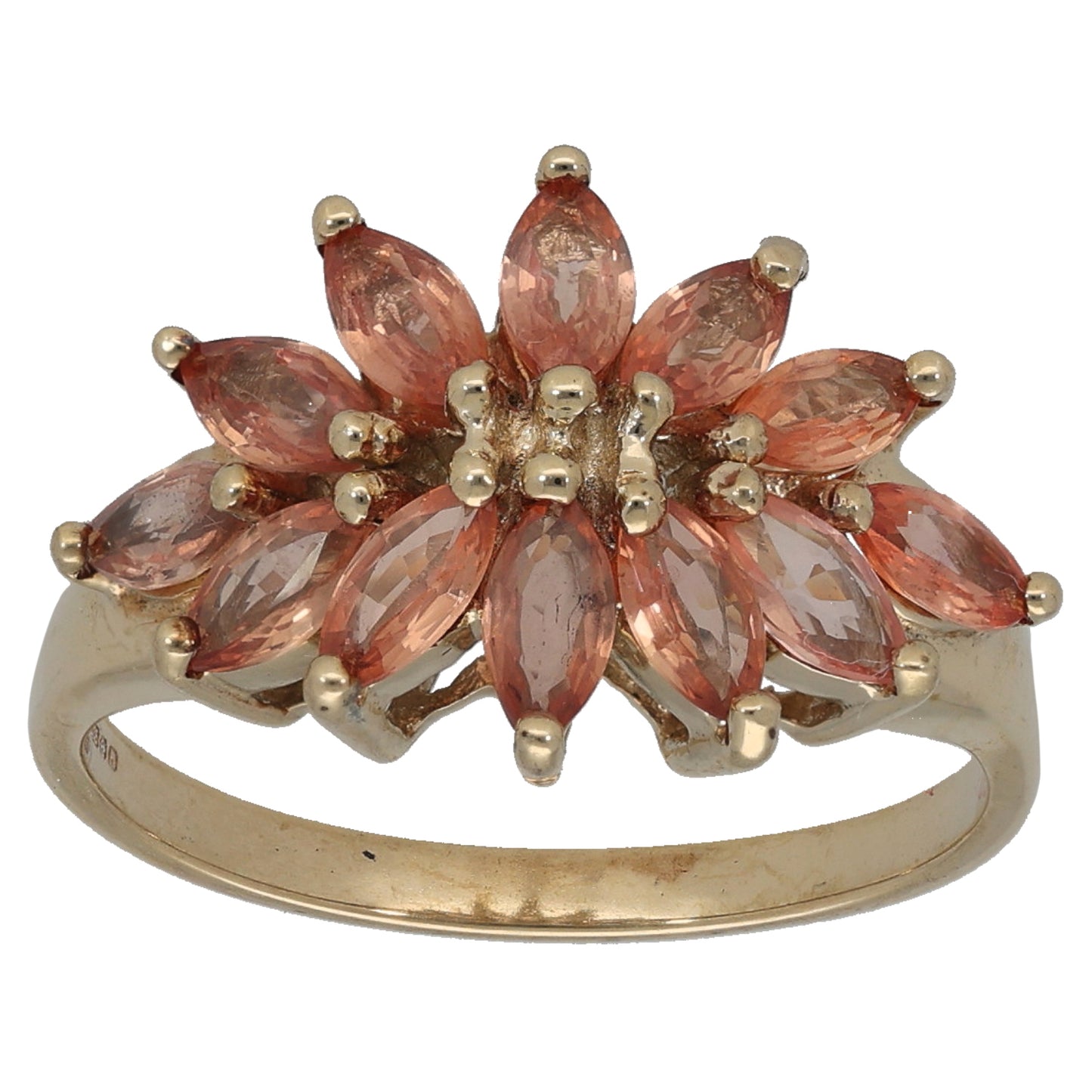 9ct Gold Red Sapphire Dress/Cocktail Ring Size N