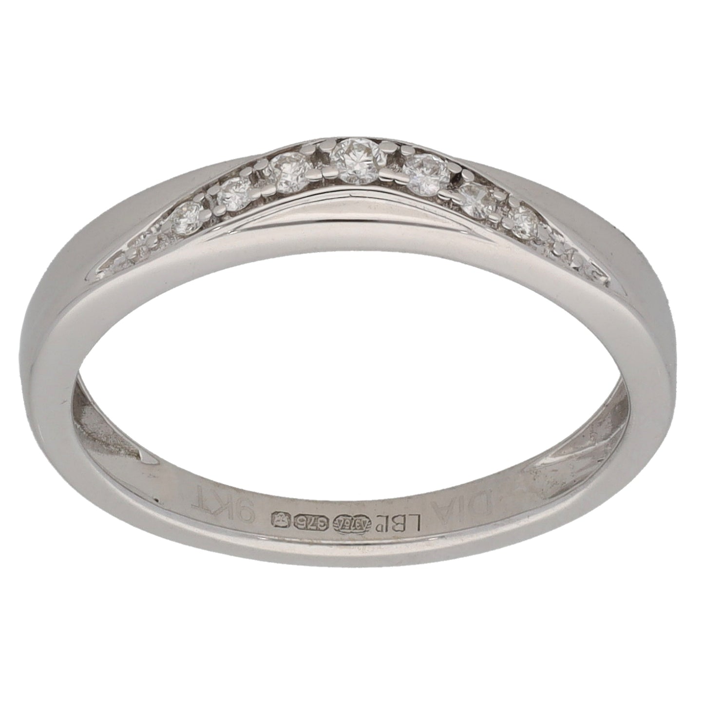 9ct White Gold 0.08ct Diamond Wishbone Ring Size K