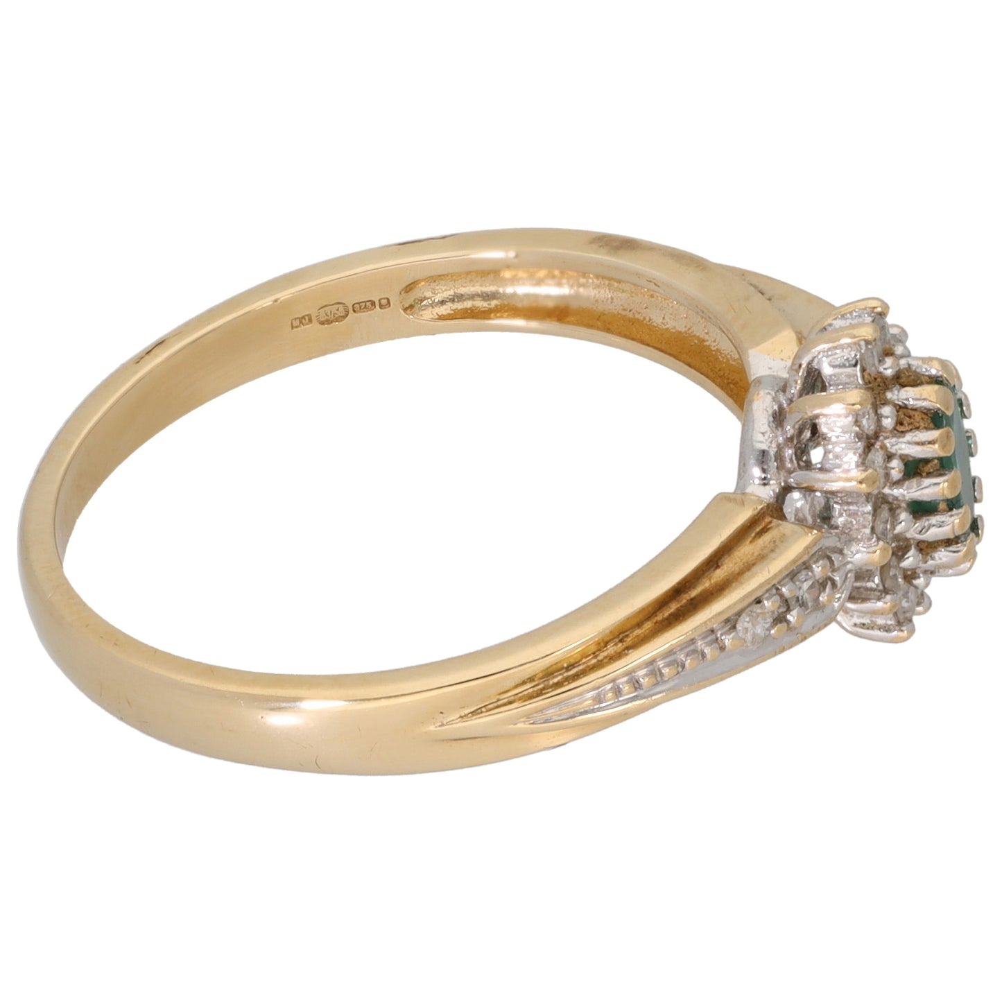 9ct Gold 0.16ct Diamond & Emerald Dress/Cocktail Ring Size O