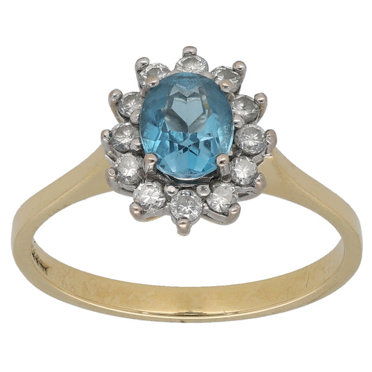 18ct Gold 0.24ct Diamond & Topaz Dress/Cocktail Ring Size M