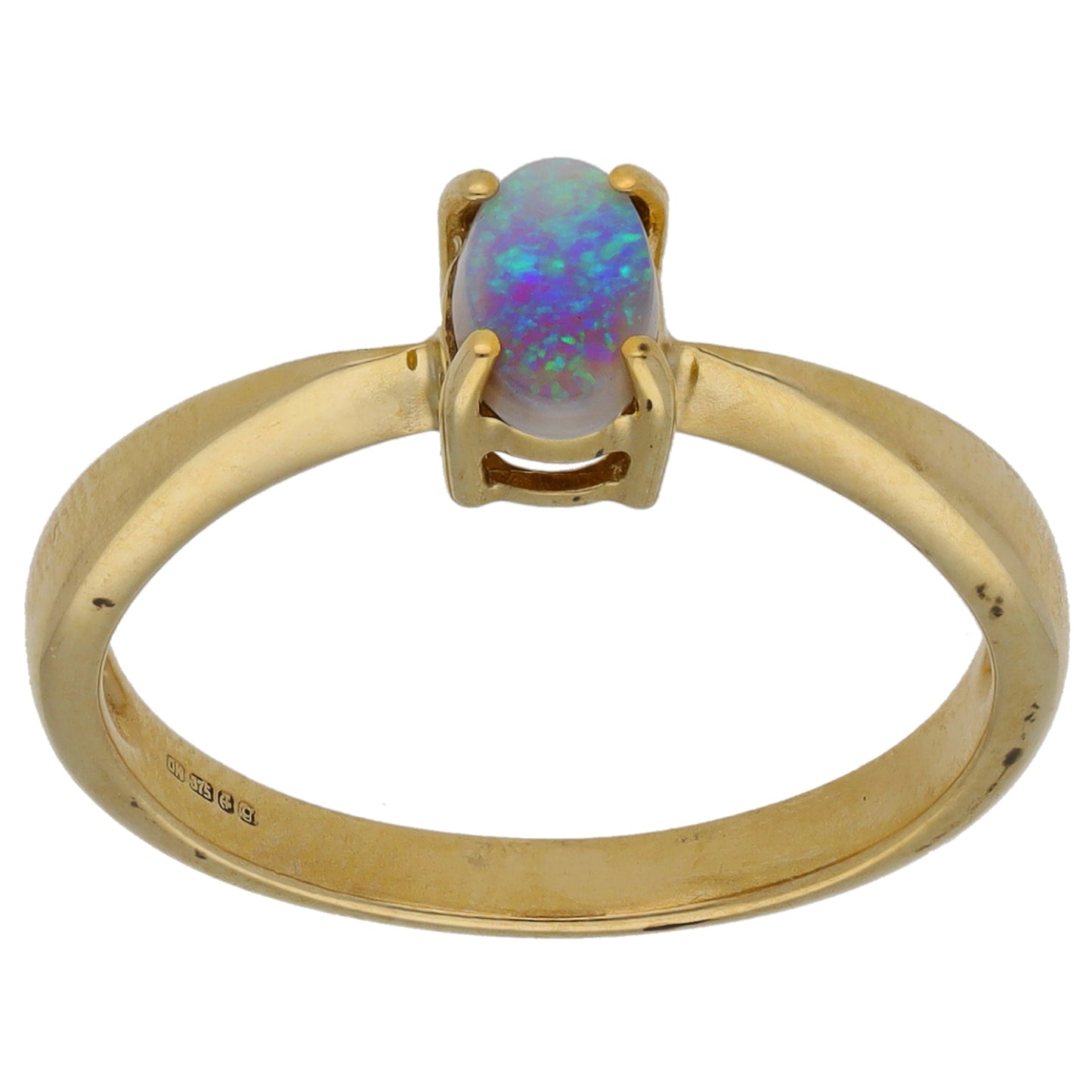 9ct Gold Opal Single Stone Ring Size N