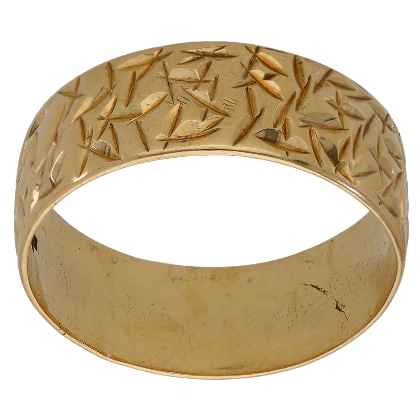 9ct Gold Patterned Wedding Ring Size P