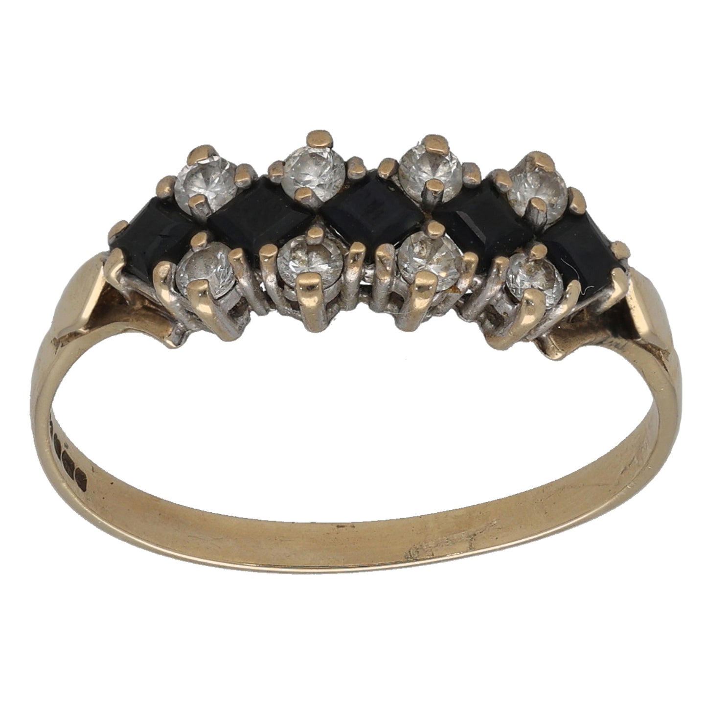 9ct Gold Sapphire & Cubic Zirconia Dress/Cocktail Ring Size Q