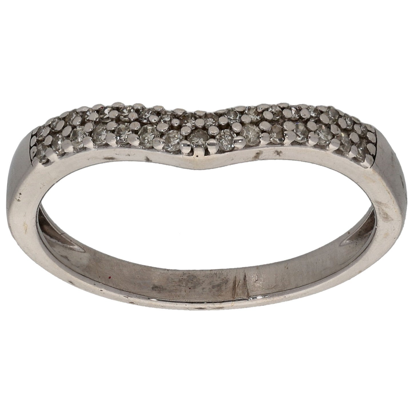 9ct White Gold 0.15ct Diamond Wishbone Ring Size L