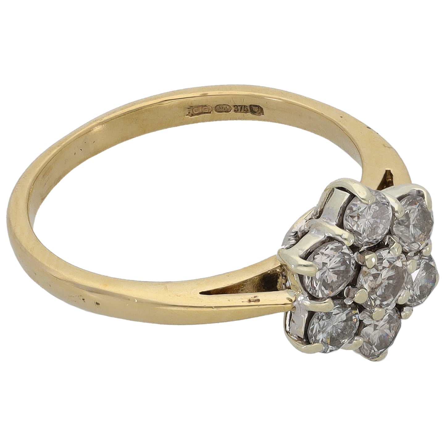 9ct Gold 0.75ct Diamond Cluster Ring Size K