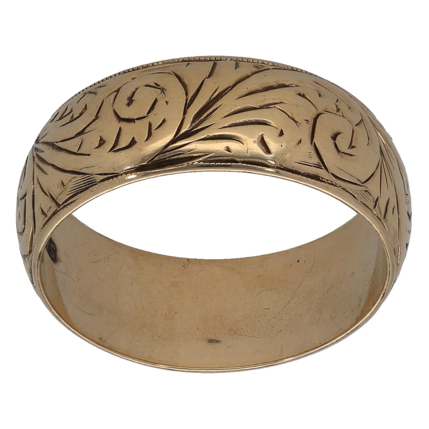 9ct Gold Patterned Wedding Ring Size M