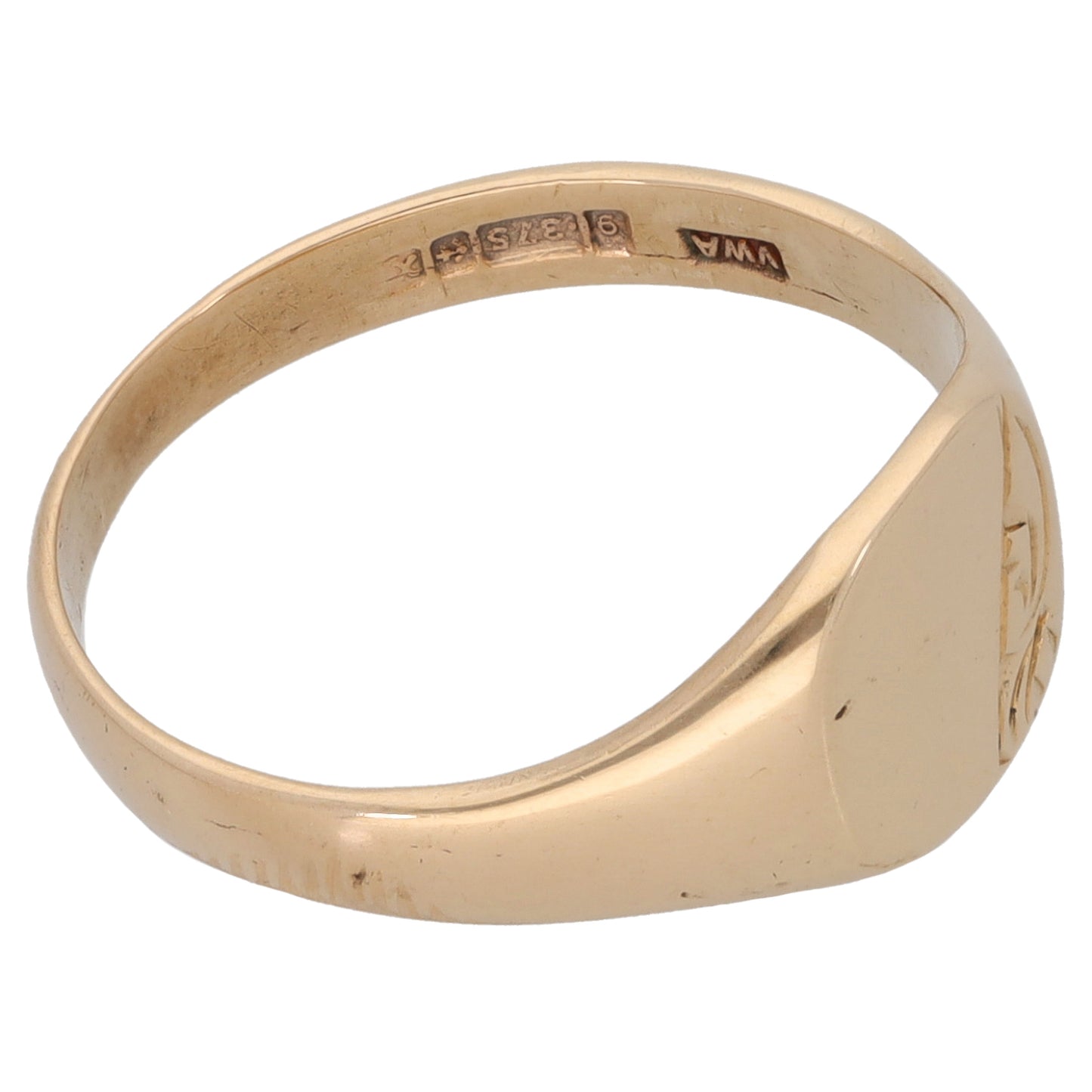 9ct Gold Patterned Signet Ring Size O