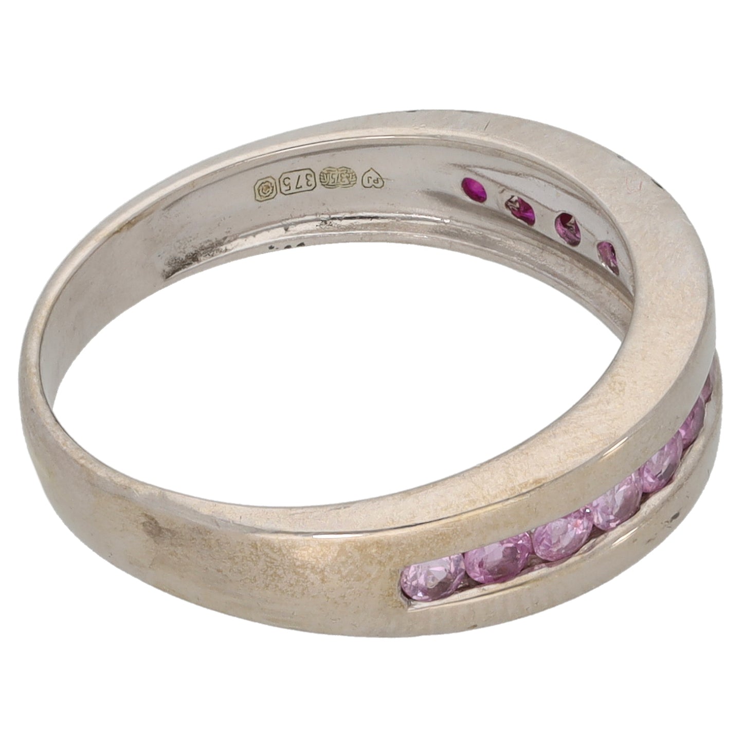9ct White Gold Sapphire Half Eternity Ring Size L