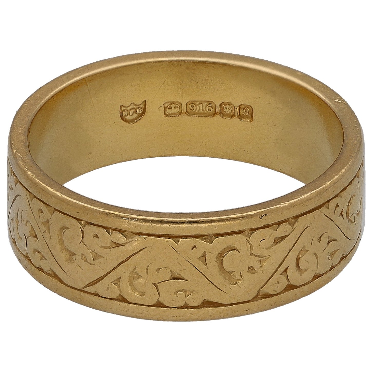 22ct Gold Patterned Wedding Ring Size L