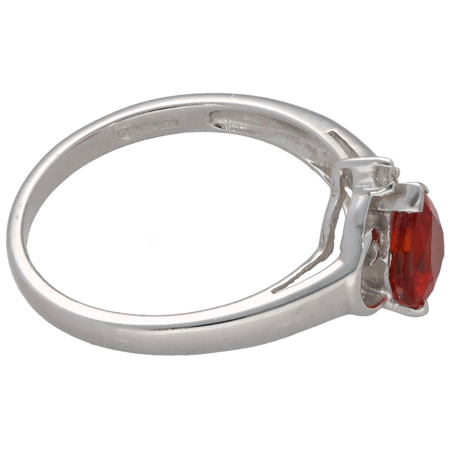 9ct White Gold Sapphire & 0.005ct Diamond Dress/Cocktail Ring Size N