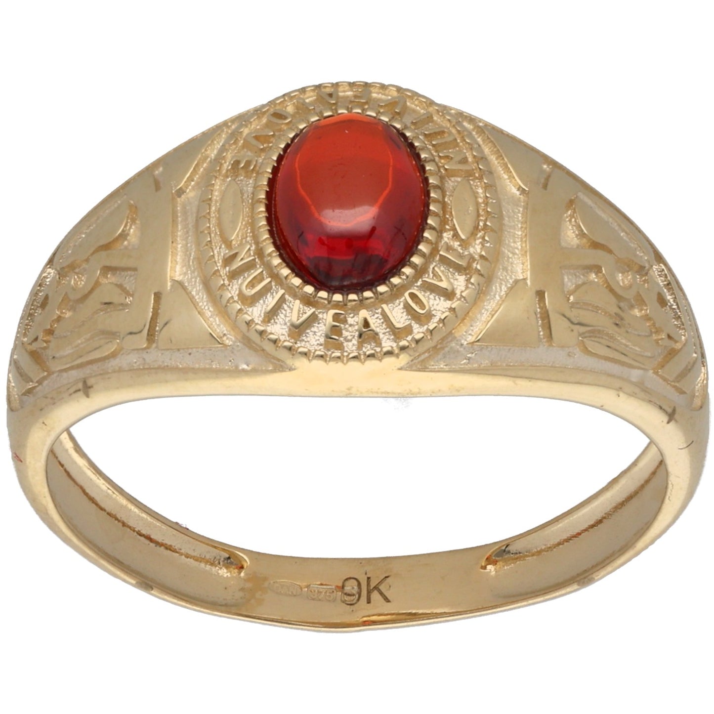 New 9ct Gold Imitation Gem Gents College Ring