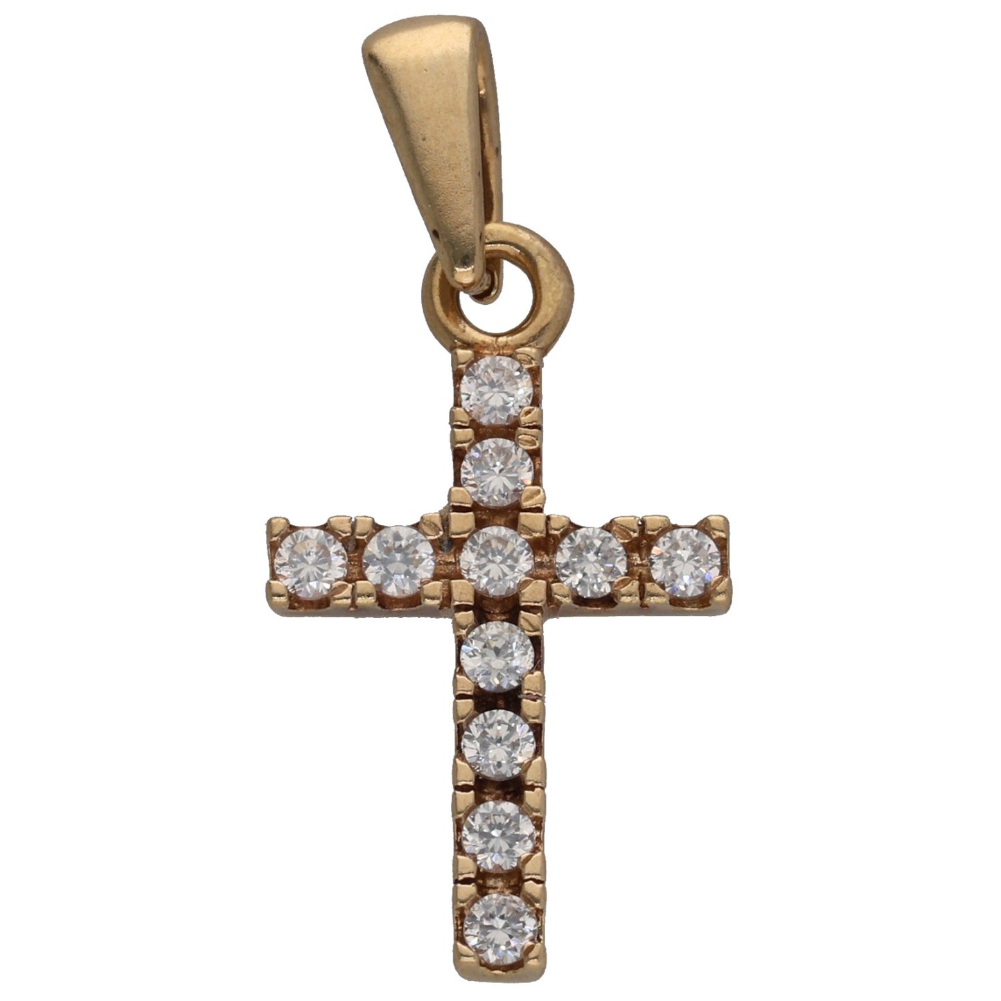 9ct Gold Cubic Zirconia Cross Pendant
