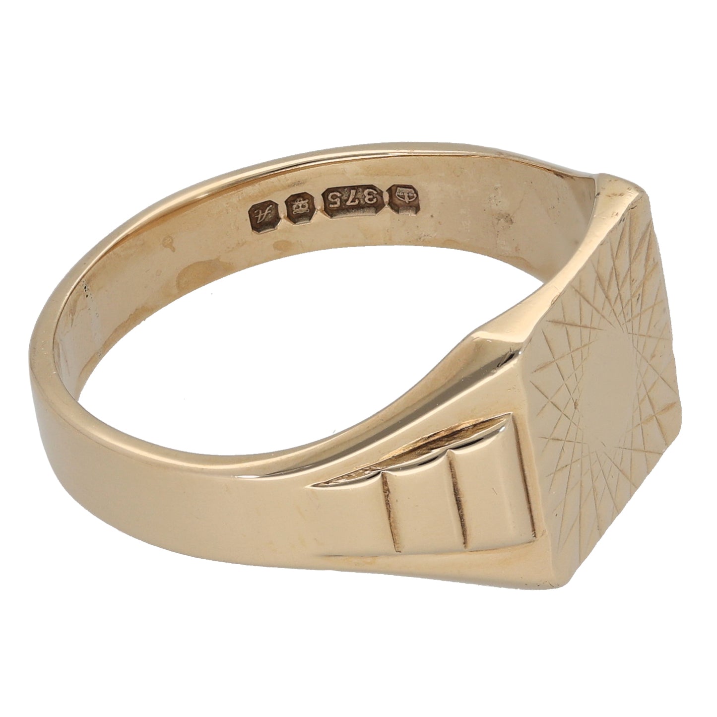 9ct Gold Patterned Signet Ring Size X