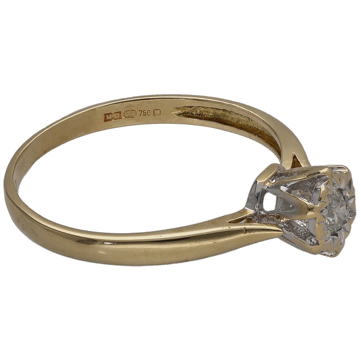 18ct Gold 0.10ct Diamond Solitaire Ring Size M