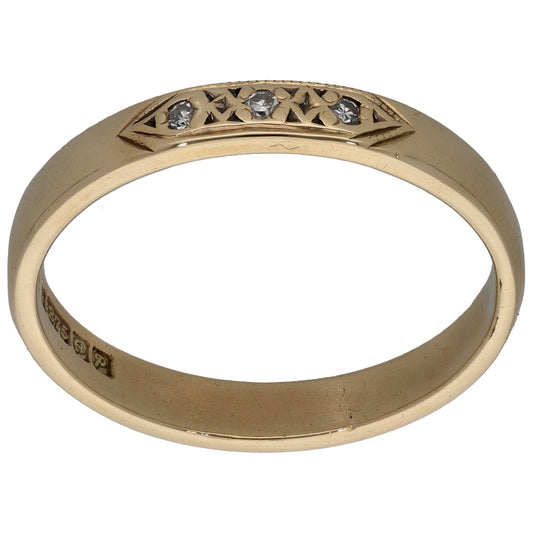 9ct Gold 0.03ct Diamond Half Eternity Ring Size T