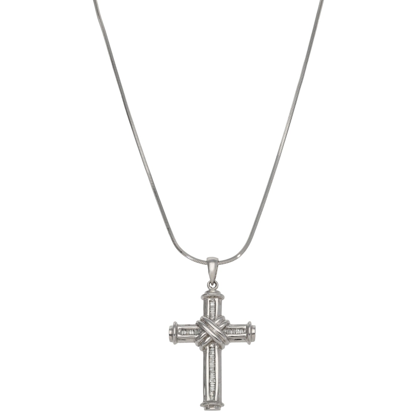9ct White Gold 0.23ct Diamond Cross Pendant With Chain