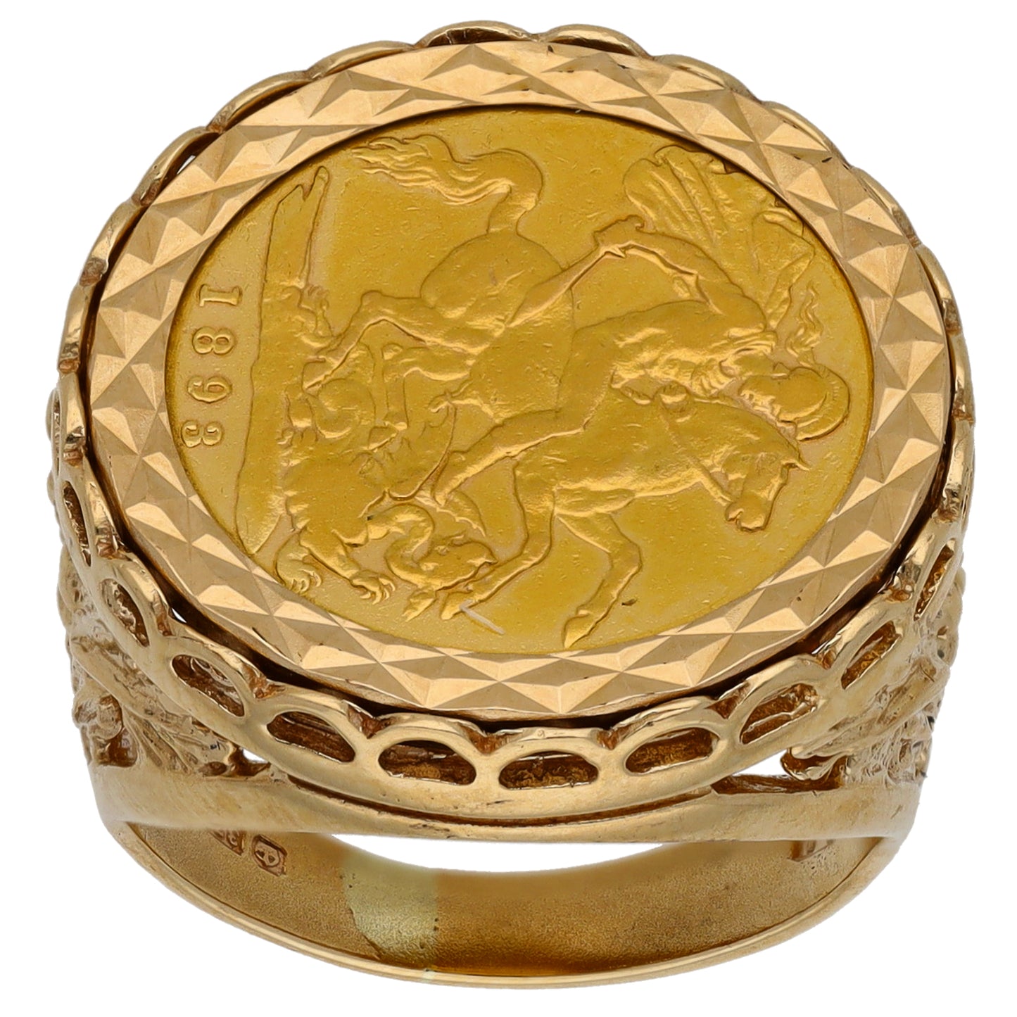 9ct Gold Half Sovereign Coin Ring Size O