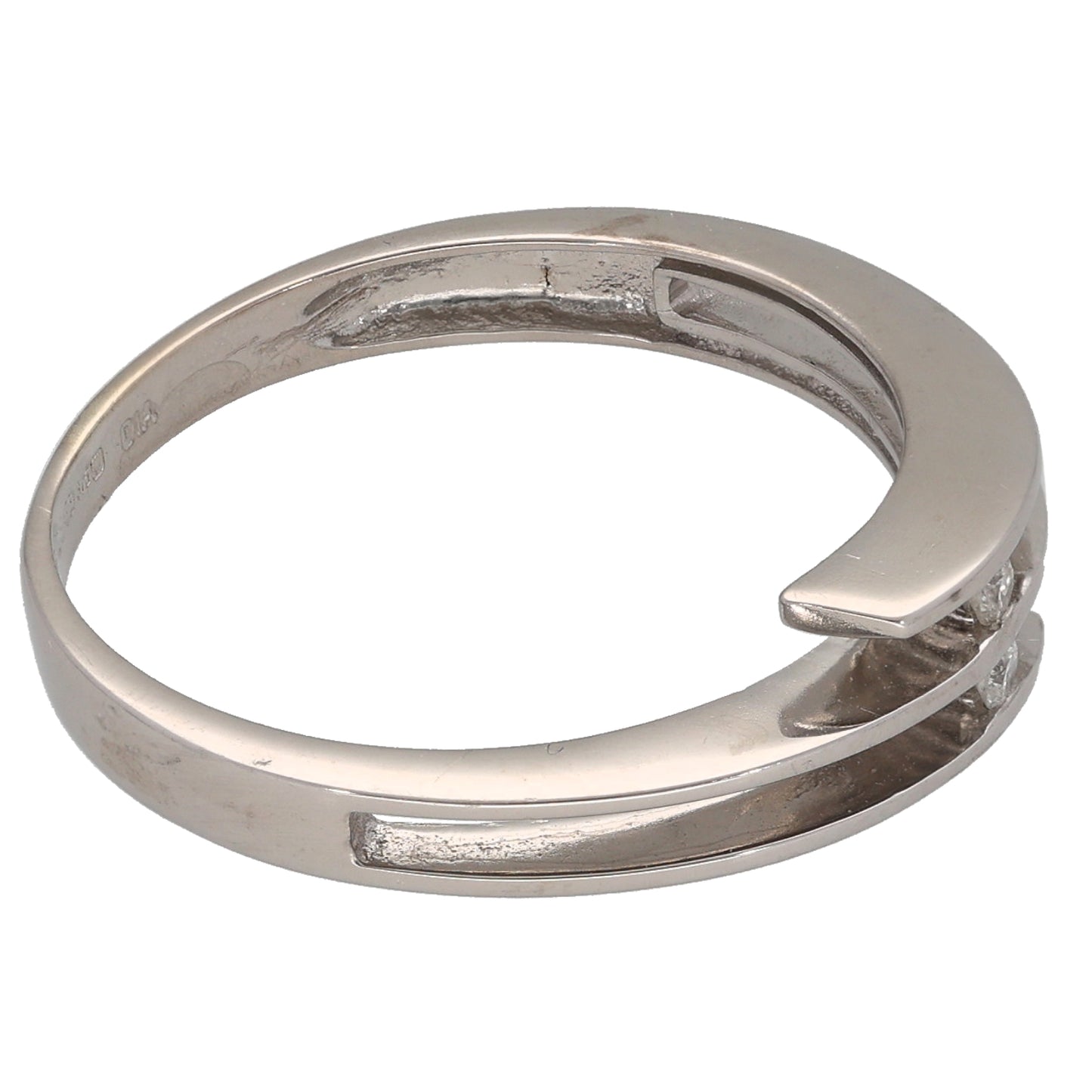 9ct White Gold 0.04ct Diamond Two Stone Ring Size Q