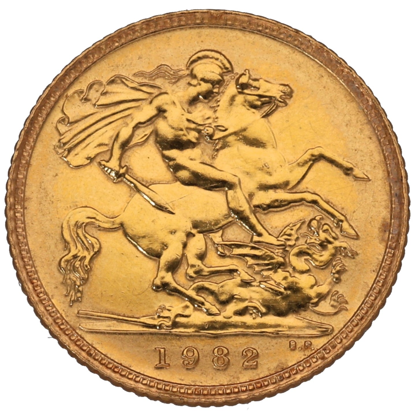 22ct Gold Queen Elizabeth II Half Sovereign Coin 1982