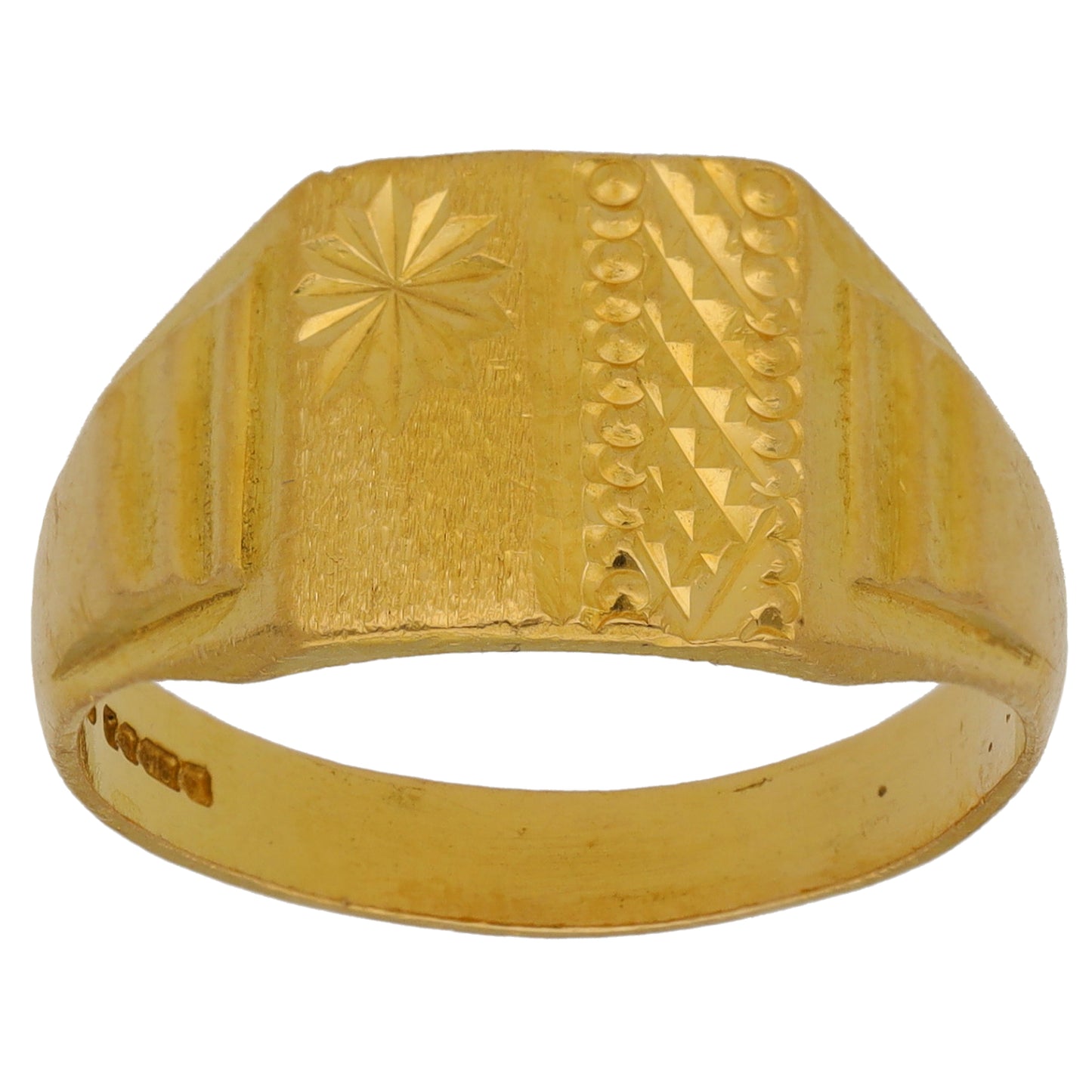 22ct Gold Patterned Signet Ring Size V