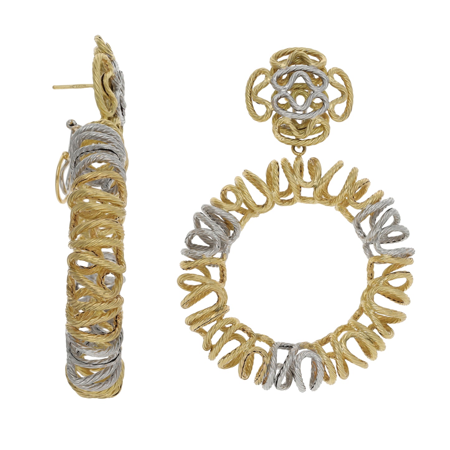 18ct Bicolour Gold Drop Earrings