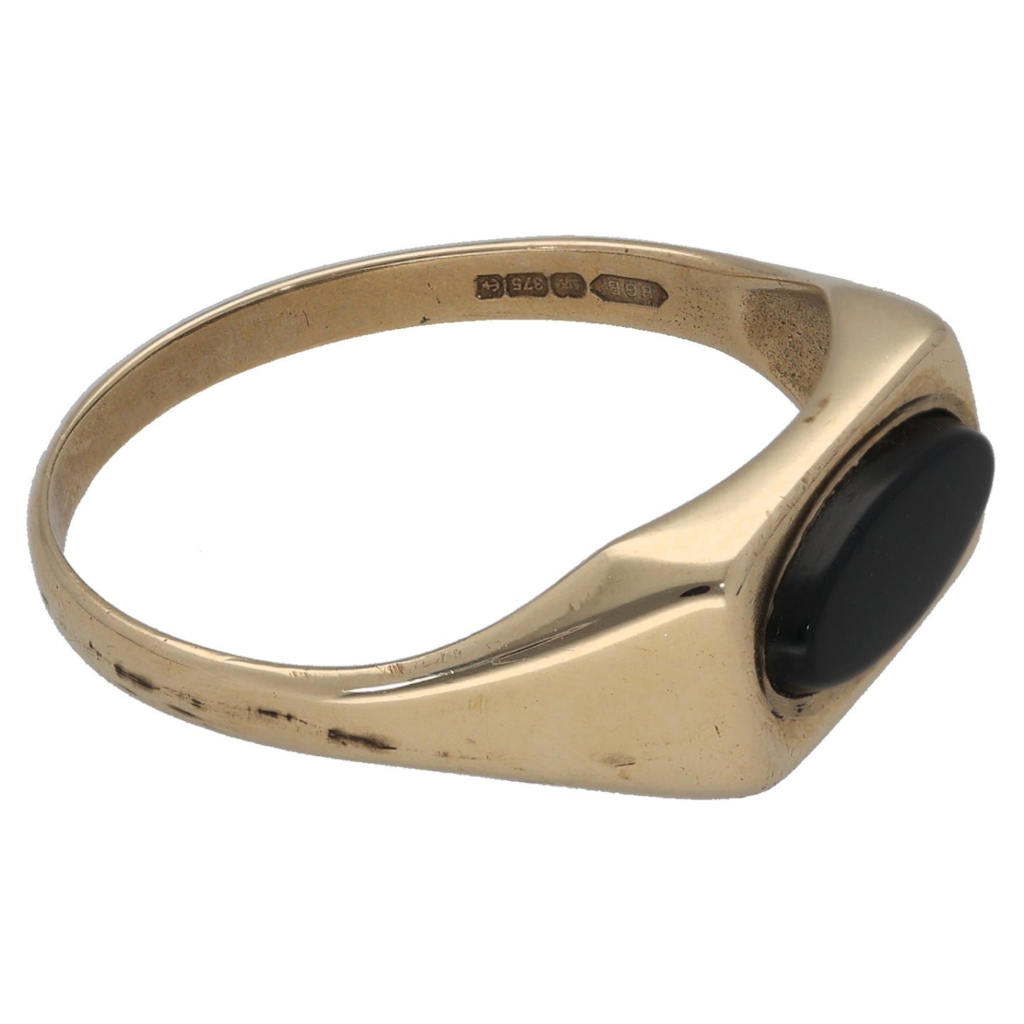 9ct Gold Onyx Single Stone Signet Ring Size T