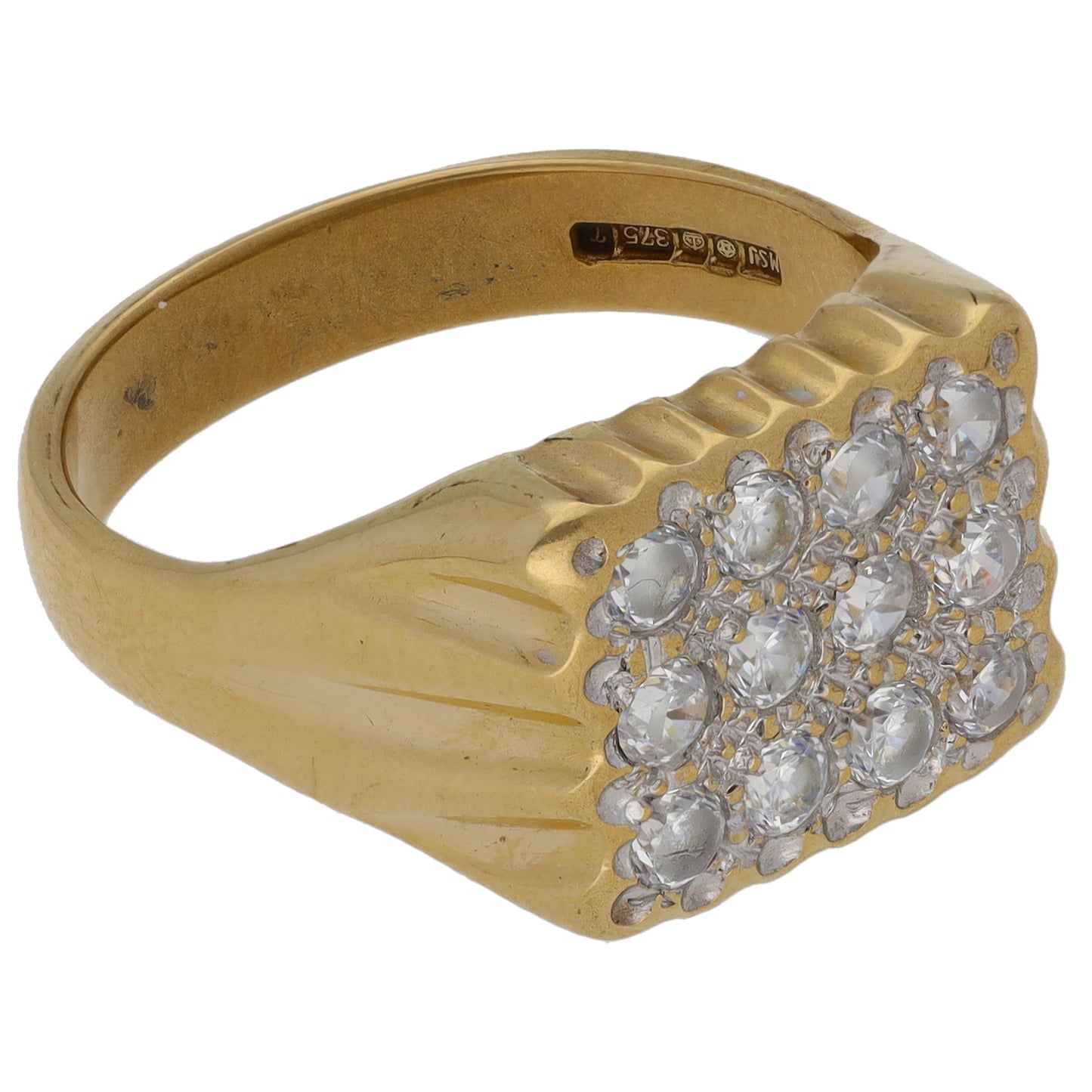 9ct Gold Cubic Zirconia Signet Ring Size T