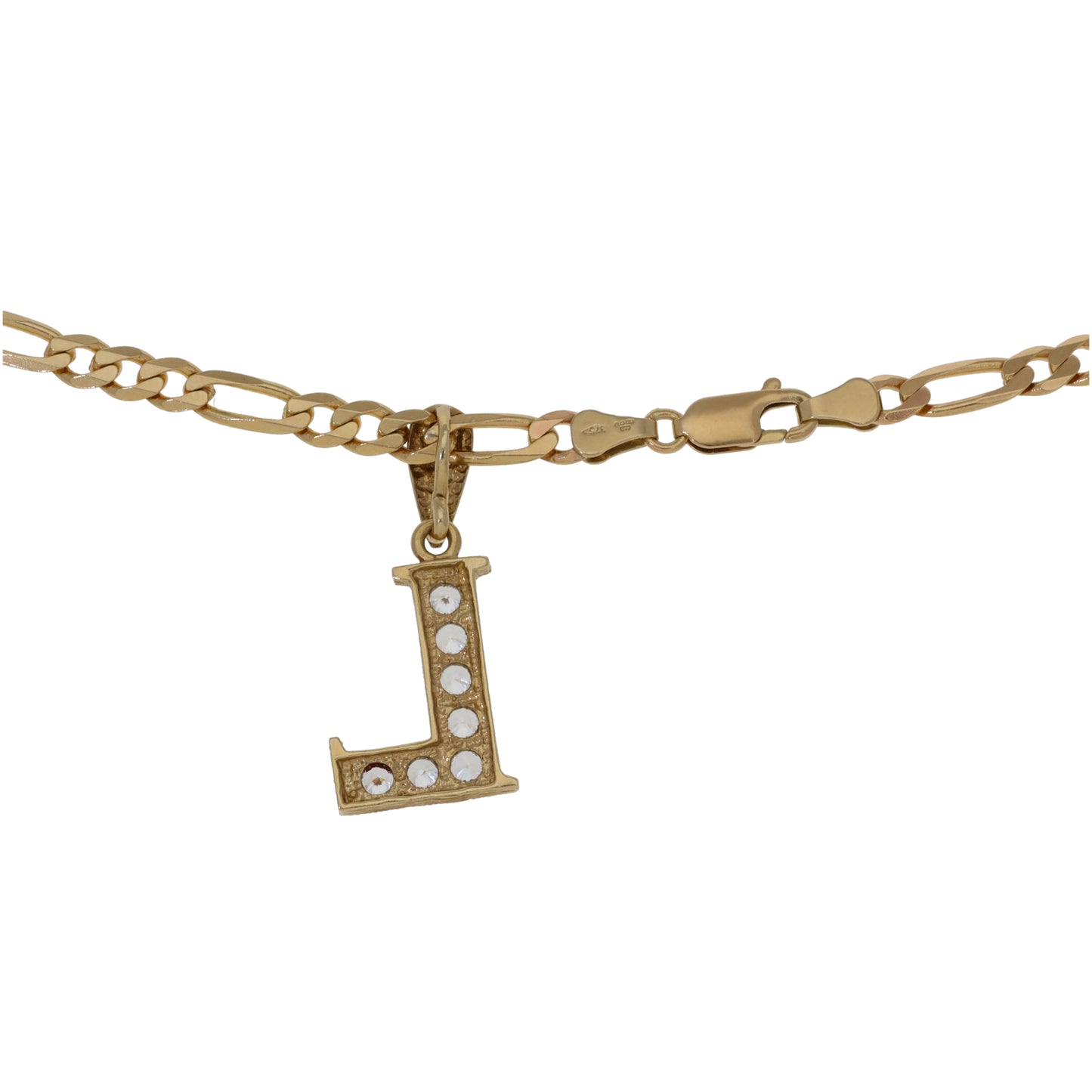 9ct Gold Cubic Zirconia Initial 'L' Pendant With Chain