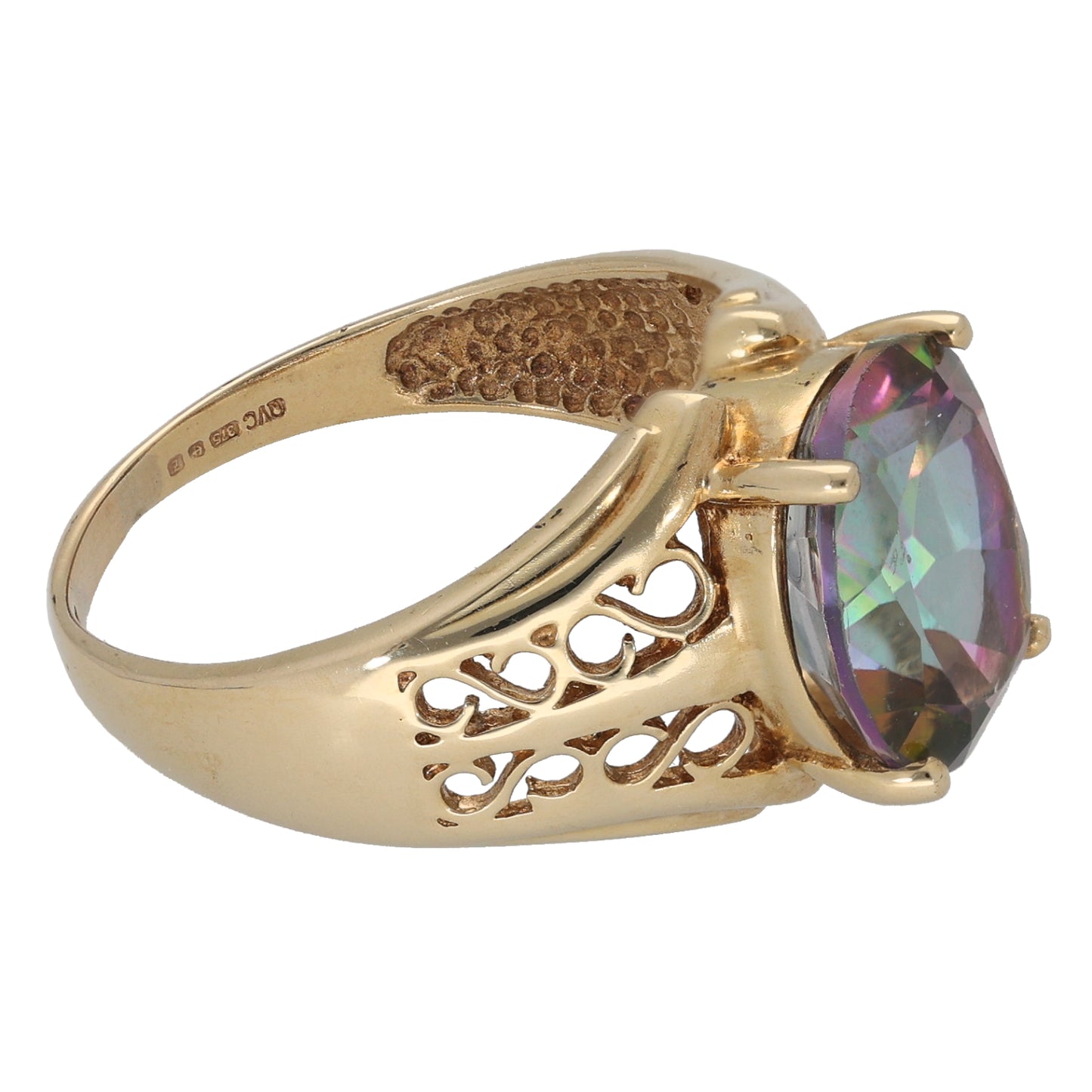 9ct Gold Coated Topaz Solitaire Ring Size Q