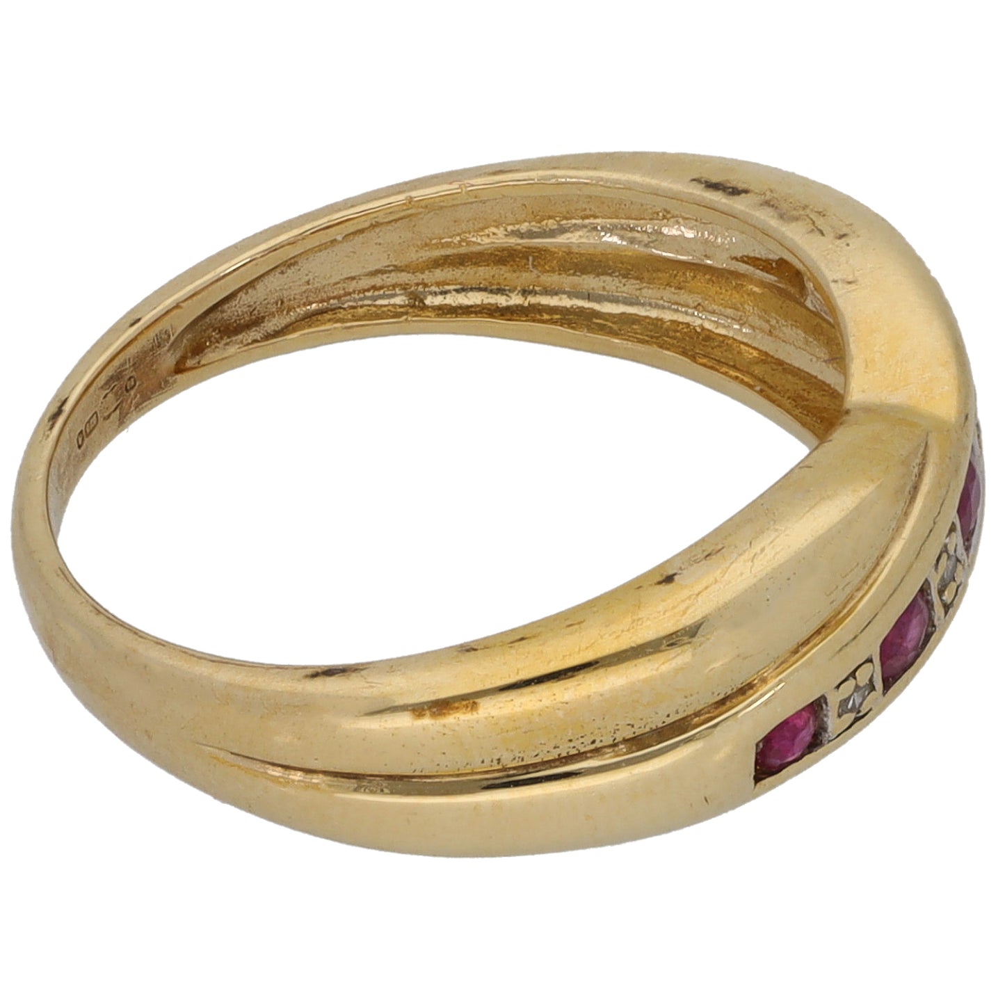 9ct Gold Ruby & 0.02ct Diamond Half Eternity Ring Size L