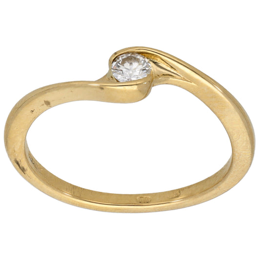 14ct Gold 0.15ct Diamond Solitaire Ring Size N