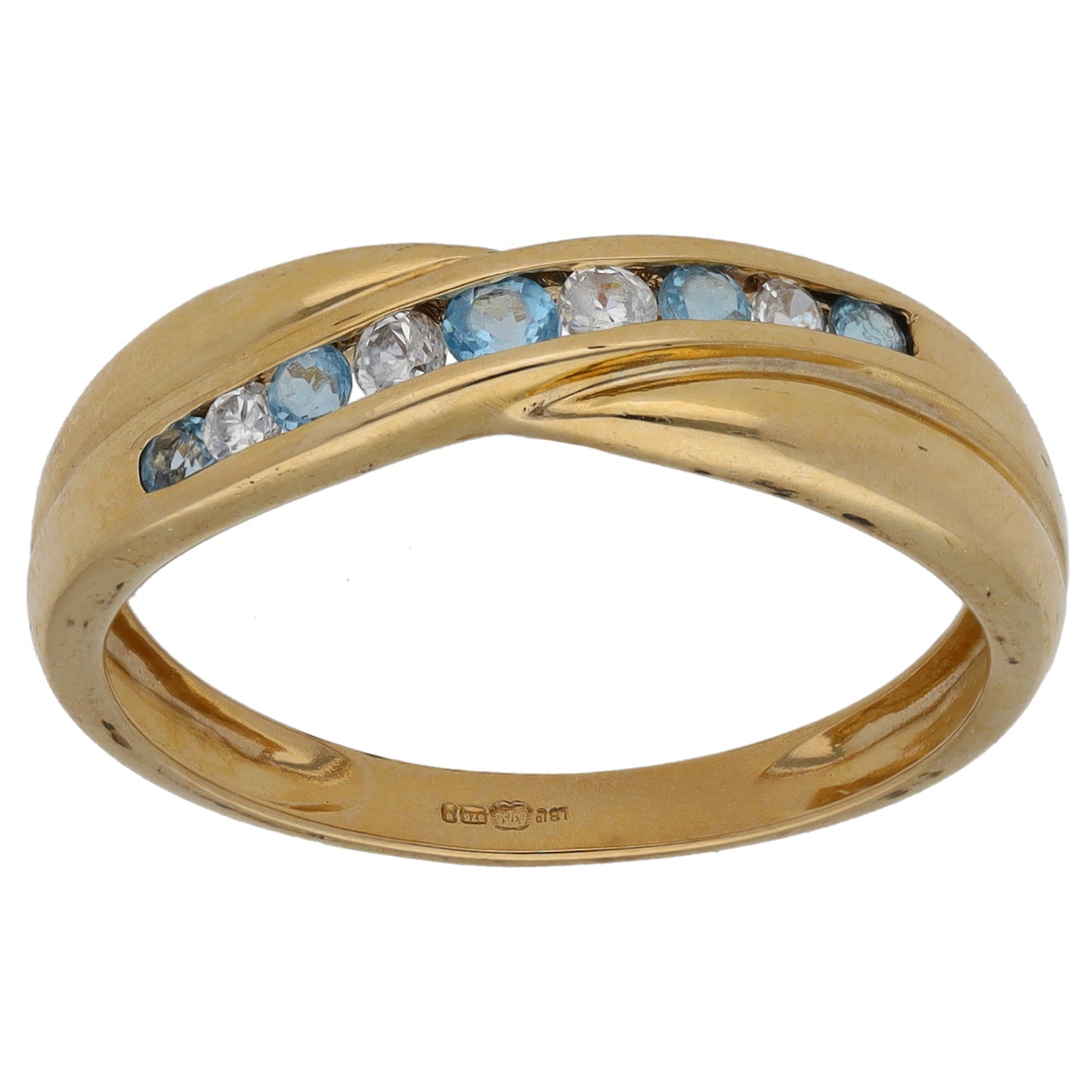 9ct Gold Topaz & Cubic Zirconia Half Eternity Ring Size P