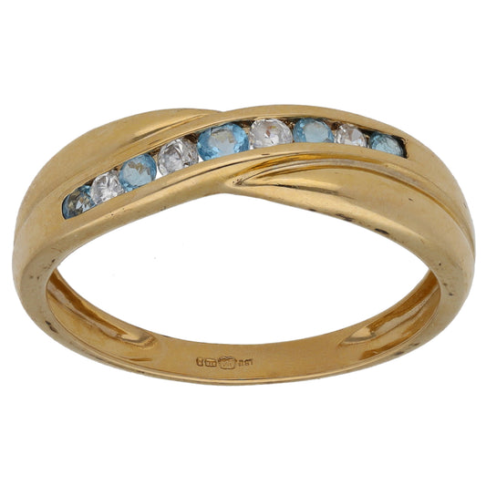 9ct Gold Topaz & Cubic Zirconia Half Eternity Ring Size P