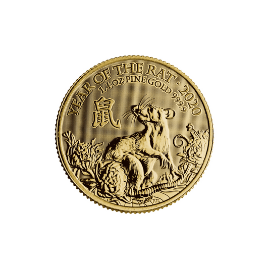 24ct Gold Queen Elizabeth II 1/4oz Lunar Year of the Rat Coin 2020