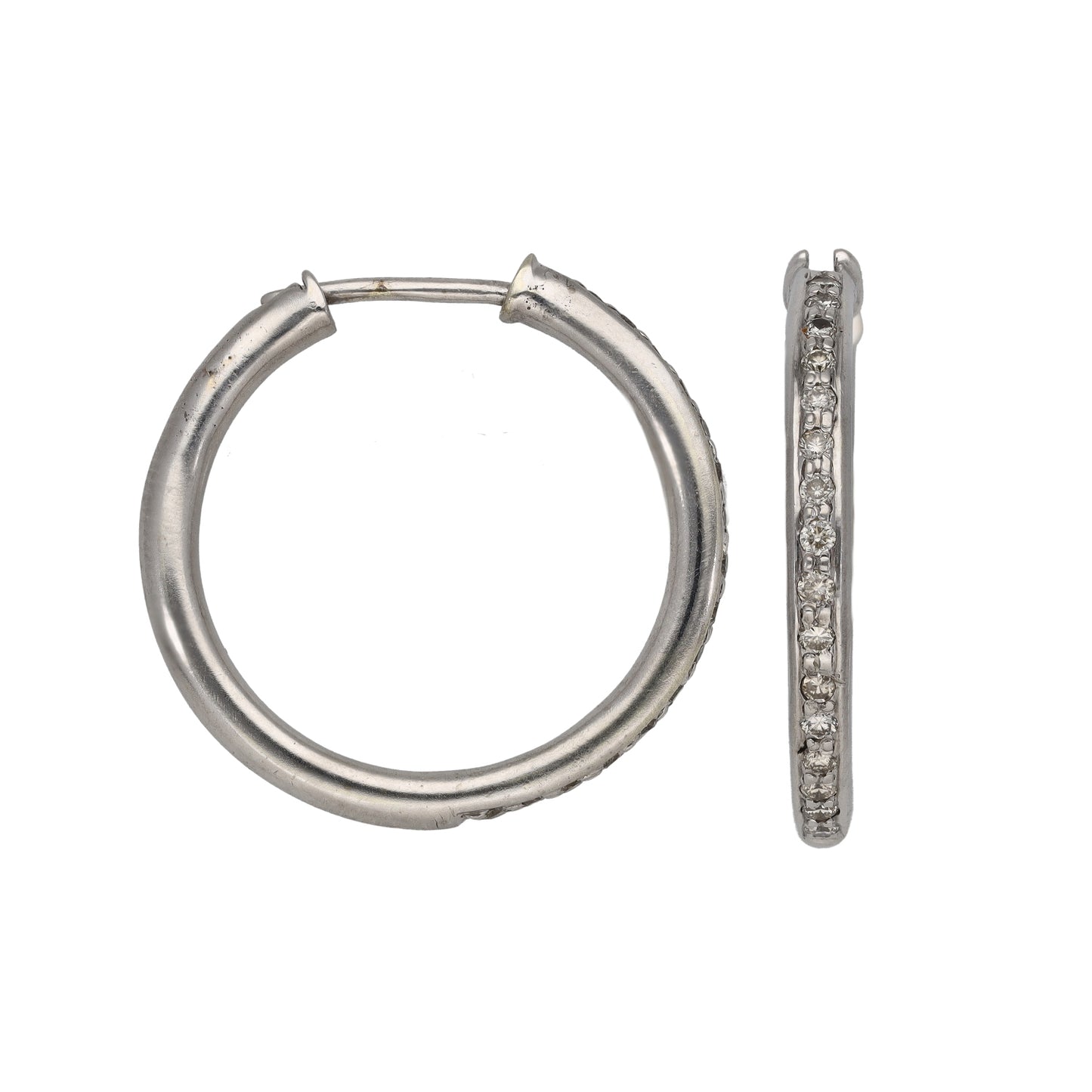 9ct White Gold 0.36ct Diamond Hoop Earrings
