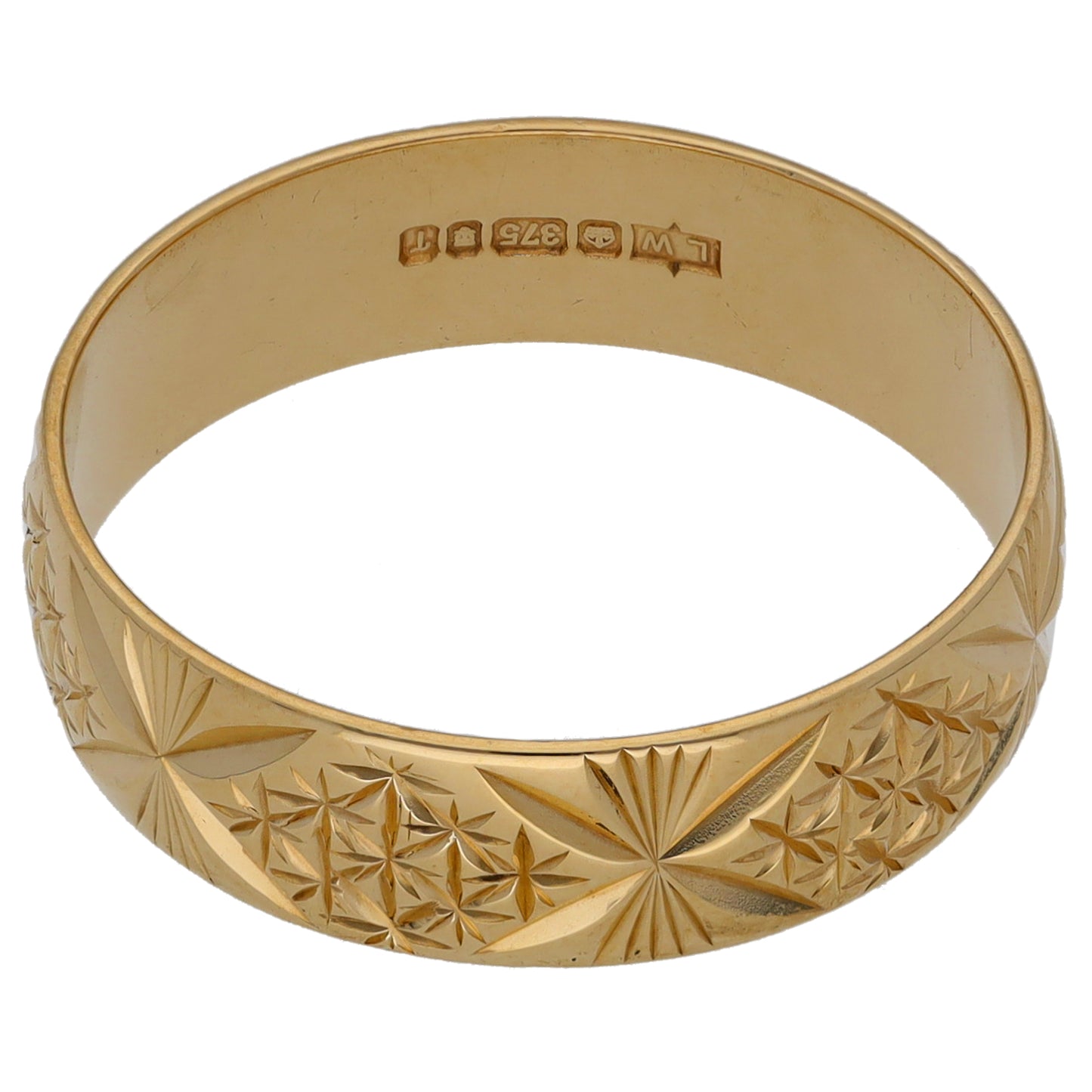 9ct Gold Patterned Wedding Ring Size T