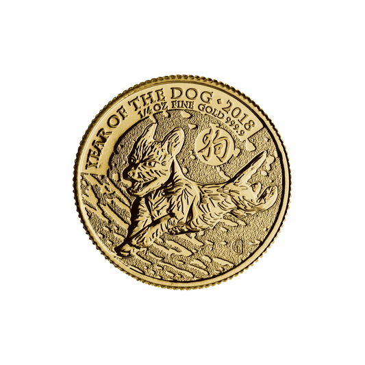 24ct Gold Queen Elizabeth II 1/4oz Lunar Year of the Dog Coin 2018