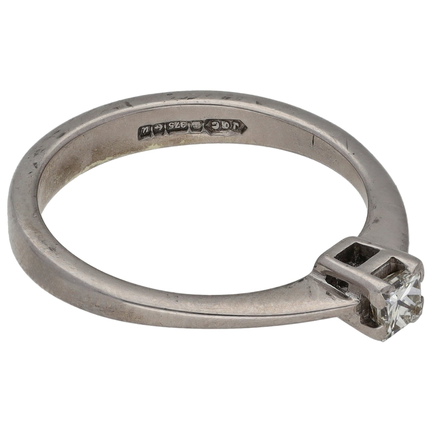 9ct White Gold 0.15ct Diamond Solitaire Ring Size K