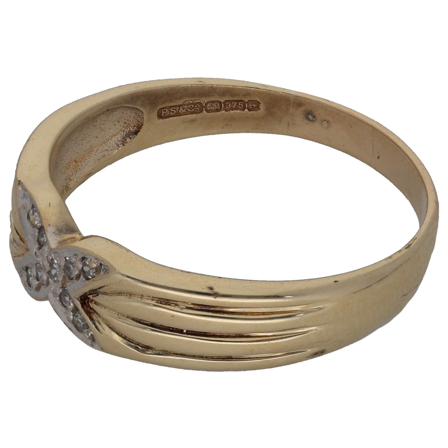 9ct Gold 0.045ct Diamond Alternative Ring Size Q