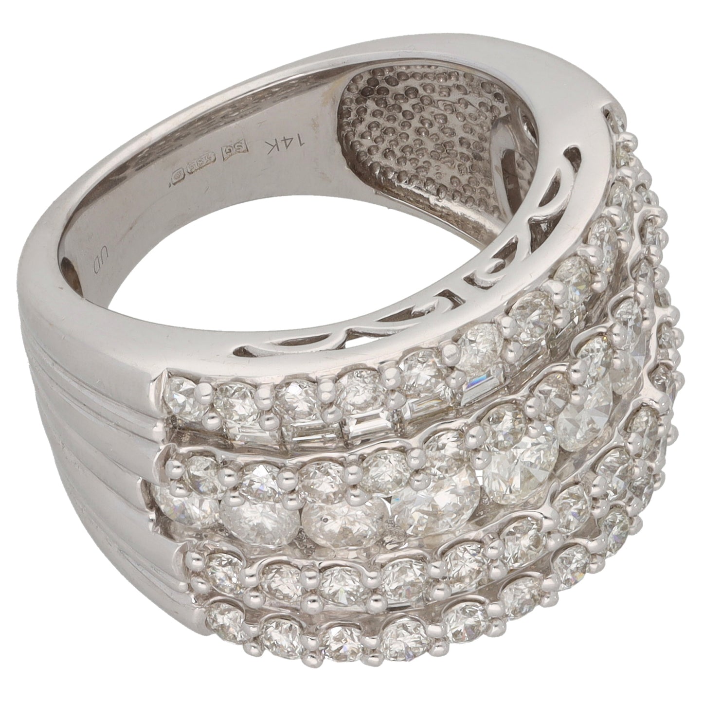 14ct White Gold 4.01ct Diamond Dress/Cocktail Ring Size N