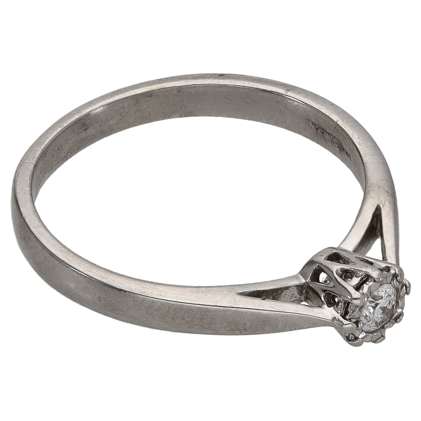 9ct White Gold 0.06ct Diamond Solitaire Ring Size N