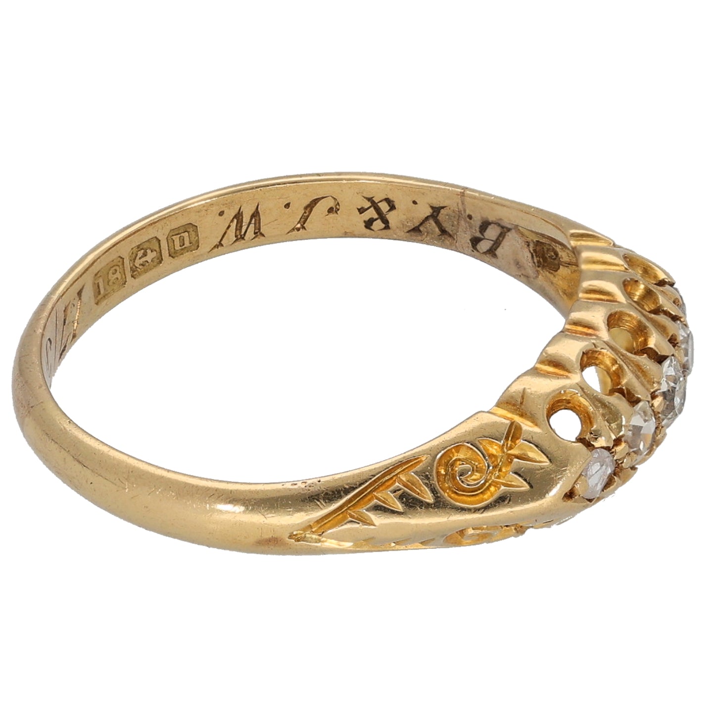 18ct Gold 0.23ct Diamond Stone Set Ring Antique & Vintage Size P